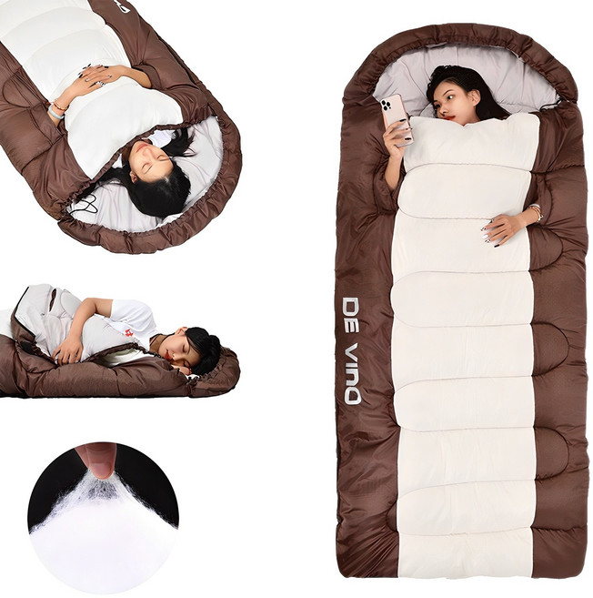 겨울 침낭 초대형공간 침낭 손 신축 자유 캠핑 침낭, 1.6KG, 1개
