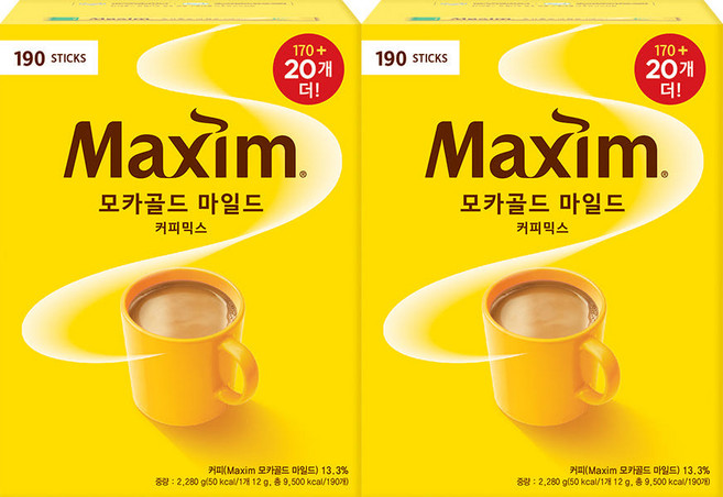 맥심 모카골드 마일드 커피 믹스, 12g, 190개입, 2개