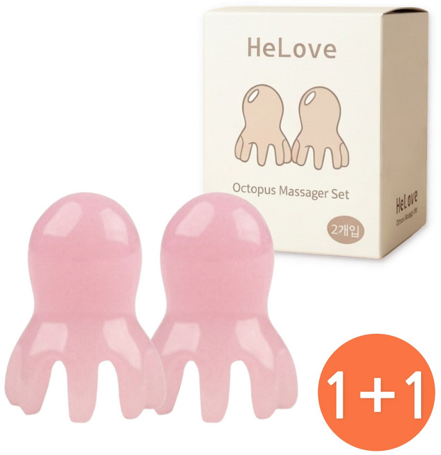 헤럽 문어 괄사 두피 마사지기, 밀키핑크, 2개