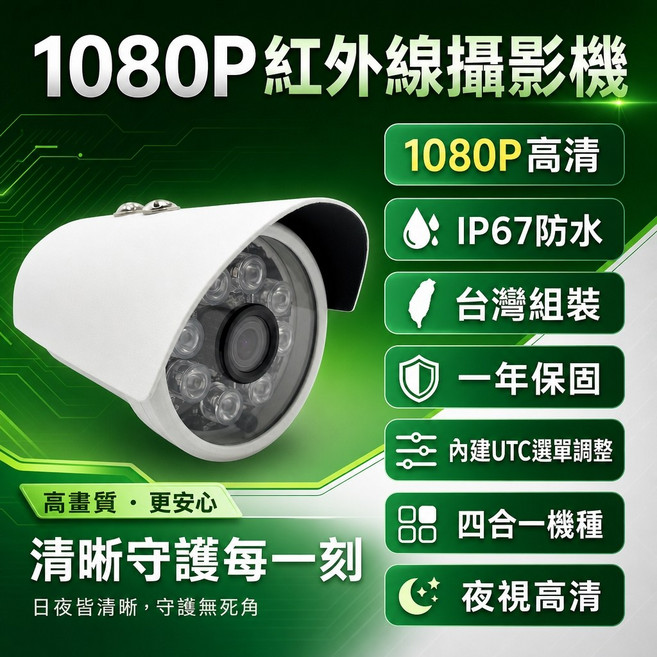距龍監控 1080P紅外線攝影機 IP67防水 台灣組裝 四合一機種, 1個, GD-1688S 2MP 2.8mm