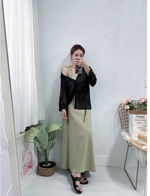 JinG 透明感冰淇淋色系翻領透視長袖襯衫