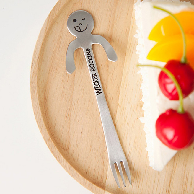 엘비스 스테인리스 티포크 디저트 케익 컵에 걸치는 포크 디저트포크 과일포크, 윙커 엔젤 티포크, 1개