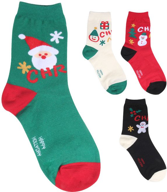 하이언더바 국산 고급 여성 크리스마스 시즌 선물 모임 파티 산타 귀여운 양말 4켤레