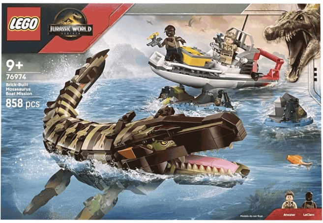 레고 쥬라기월드 76974 브릭 조립식 모사사우루스 보트 미션, 혼합색상, 1개