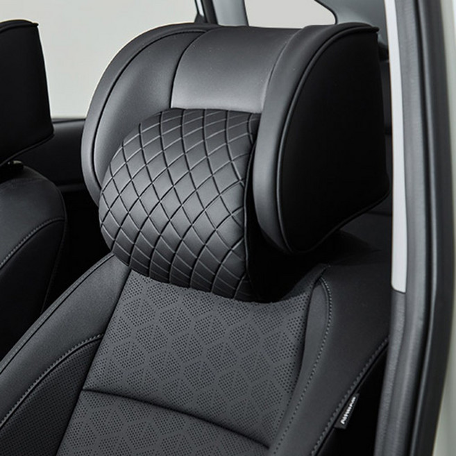 아임반 SP누빔 2세대 목쿠션 일체형 헤드레스트 차량용 목쿠션 자동차 목베개 1P, 1개, 모노블랙