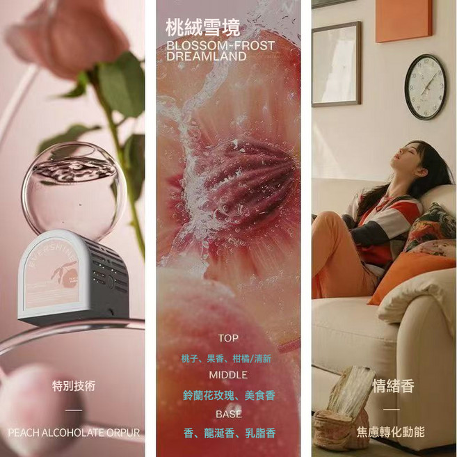 DIU 晴天大白倒置香薰倒立香氛泡泡機香薰空氣清新擴香除臭, 晴天大白-桃絨雪境350ml:如圖, 1個, 1L