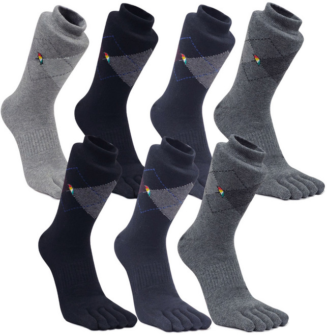 아놀드파마 7켤레 뒤틀림방지 남자발가락양말 아가일 장목 BA006