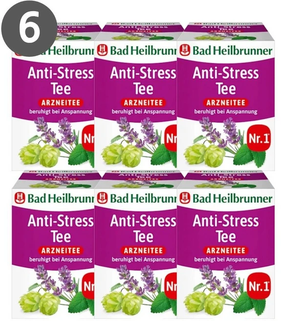 독일 바드하일브루너 Bad Heilbrunner 안티 스트레스 허브차 스트레스 완화 숙면 차 Anti-Stress Tee 8티백, 6개 - 쿠팡