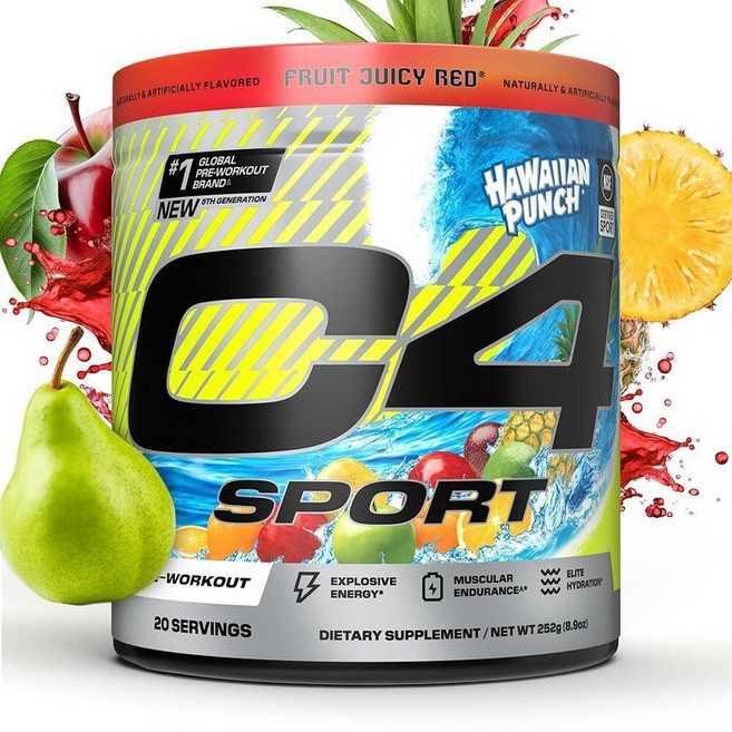 C4 셀루코어 스포츠 프리 워크아웃 파우더 252g - 하와이안 펀치맛, 1개, 하와이안 펀치, 1ml