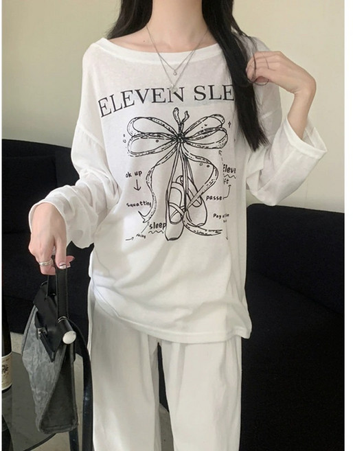 여름 여성 얇은 긴팔 라운드 자외선 차단 루즈핏 상의