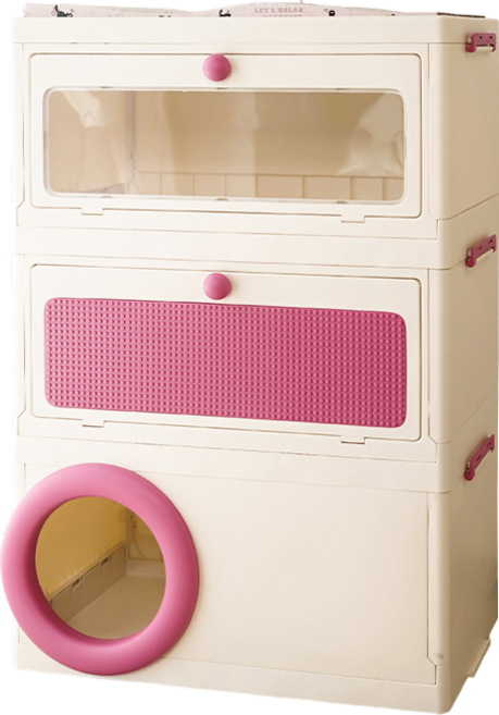 팔업 고양이 푸딩 다목적 접이식 수납장 숨숨집 스크래쳐, 1개, 레드