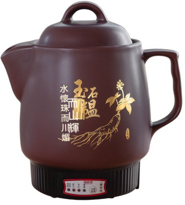 東日家電 養生壺 中藥壺 陶瓷慢燉鍋 電煮壺 花茶壺 電熱水壺 快煮壺 煲藥壺, 咖色6L