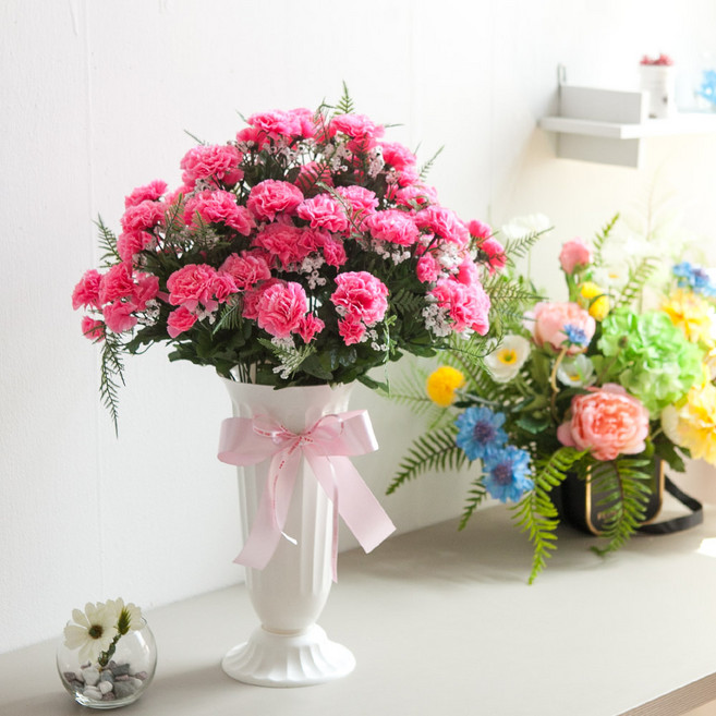 카네이션 성묘 화분 조화 꽃 대형 set 60cm (DIY) 납골당 산소 추모 테이블 장식 인테리어 수목장, 카네로아성묘화분, 1개