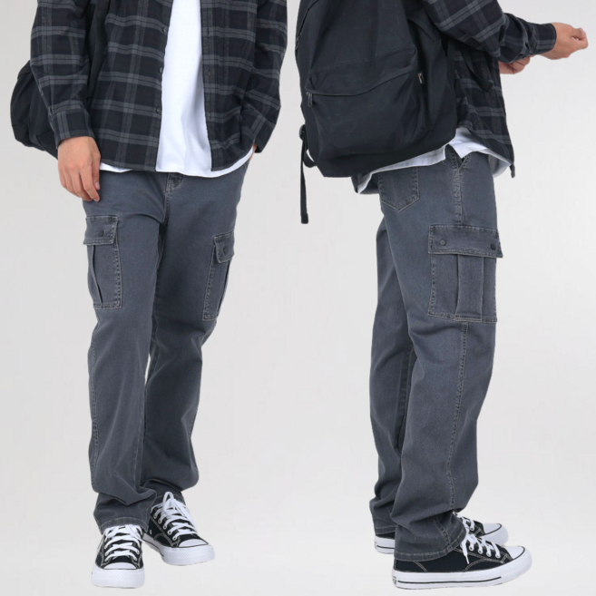 남성 카고팬츠 루즈핏 피그먼트 워크웨어 스판 바지