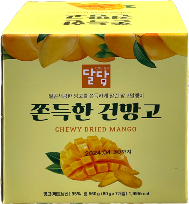 달담 쫀득한 건망고 80g x 7 영양간식 츄잉 새콤달콤 / 코스트코, 7개