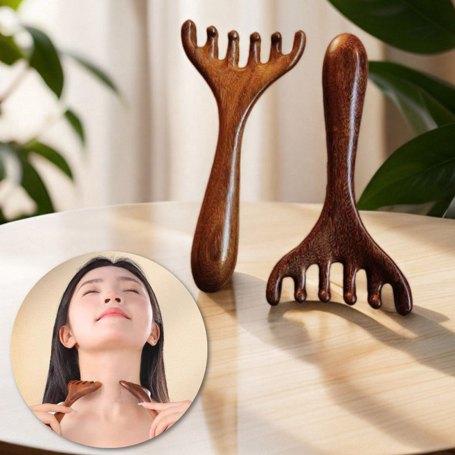 우드 두피 괄사빗 마사지 얼굴 머리지압 순환마사지 hii+747qr