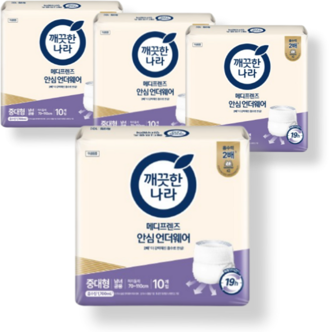 봄날 남녀공용 슬림팬티 성인기저귀 중형, 중대형, 10개입, 4개
