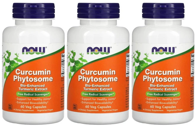 [2+1] NOW Foods 나우푸드 커큐민 파이토솜 60정 강황 뿌리 추출물 포스파티딜콜린 커큐미노이드 폴리페놀 터메릭 Curcumin Phytosome 베지캡슐 3개, 1개 - 쿠팡