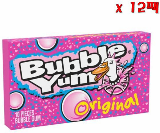 BUBBLE YUM 버블 얌 오리지널 맛 버블 검 팩 80g 12개