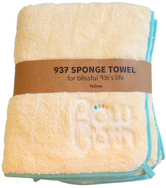 바우바스 937 애견애묘 스펀지 펫타월 M(50x80)/L(80X130)/국내생산, 옐로우, 1개