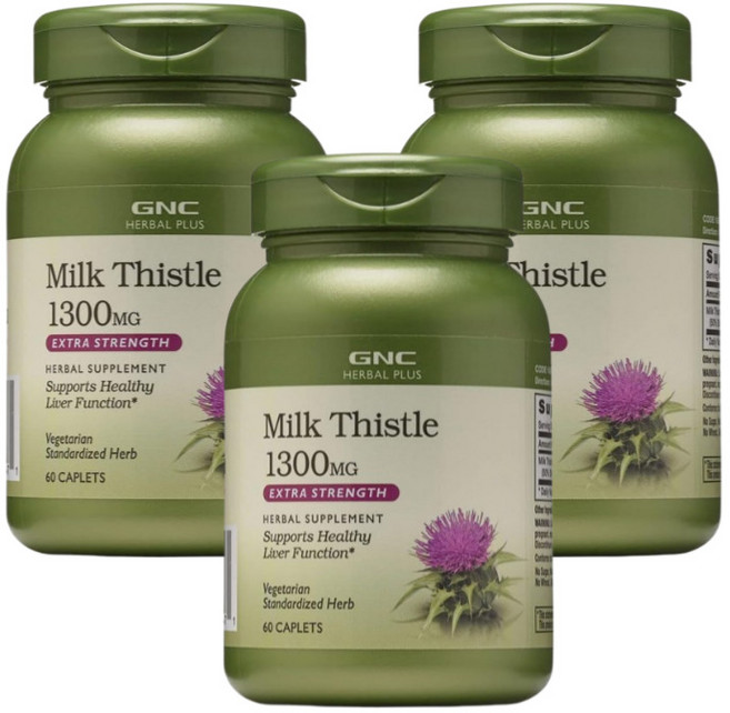 GNC 밀크 씨슬 1300mg 엑스트라 스트렝스 캐플렛, 60정, 3개