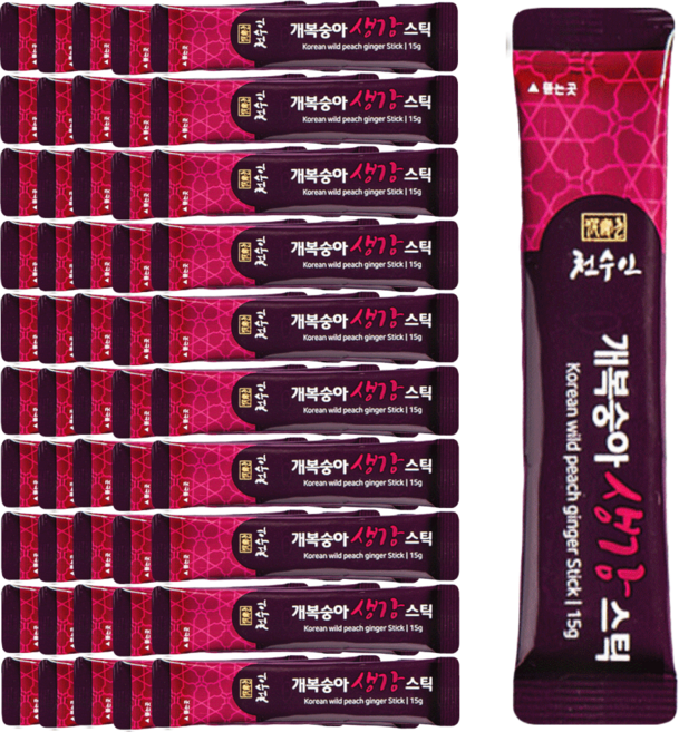제천 개복숭아 생강스틱 야생 액상 발효 엑기스, 15g, 50개