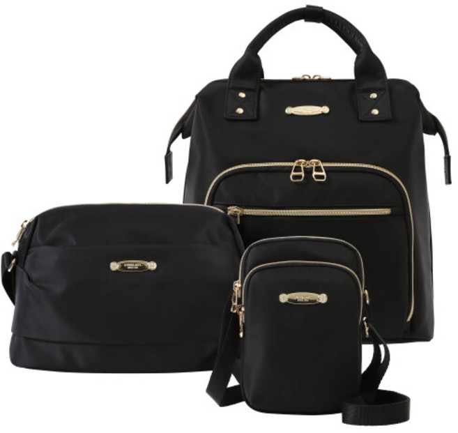 [에버라스트] 리사 3종 세트 여성 나일론 경량 백팩 크로스백 블랙