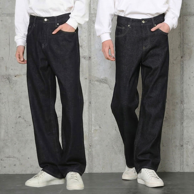 남자 청바지 세미와이드 논페이드 2컬러 생지데님