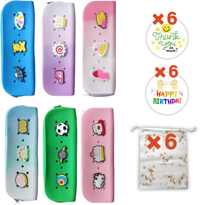 레몬라이프 실리콘필통 구디백 답례품 포장세트, 6개, 혼합