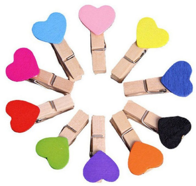 하트 사진 걸이 가랜드 나무 집게 10P 세트 DD-12007, 1개, 상세페이지 참조