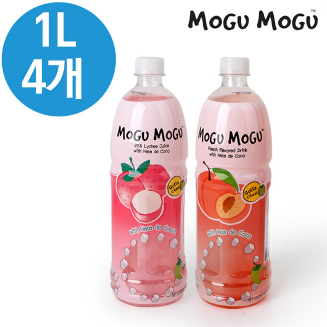 모구모구 코코넛 과일음료 1L 4개(리치맛 복숭아맛), 복숭아맛(1L)4개, 4개