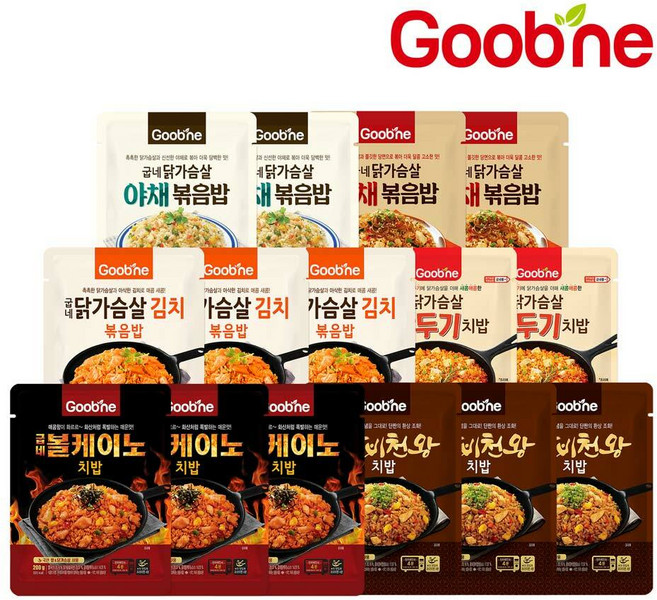 [굽네] 닭가슴살 치밥&볶음밥 6종 15팩 맛보기 PL63, 15세트, 200g