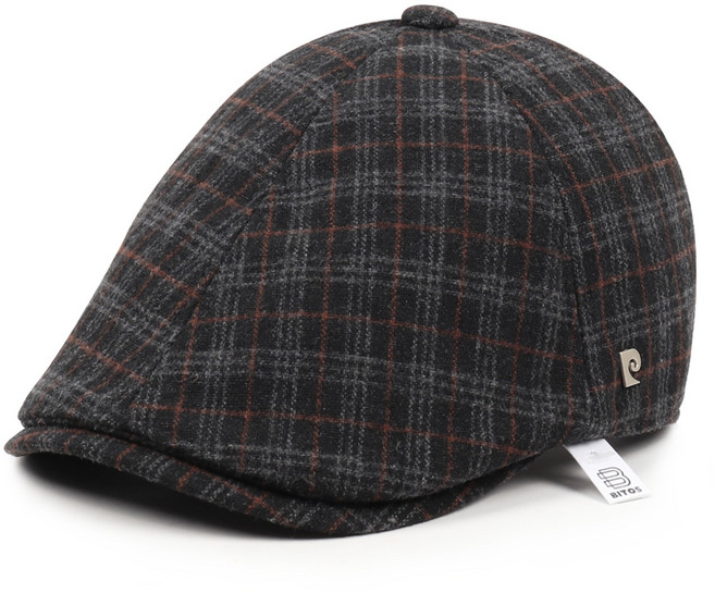 비토스 25F/W 피에르가르뎅 얼터너티브 체크 울원단 헌팅캡 골프모자 베레모 도리구찌