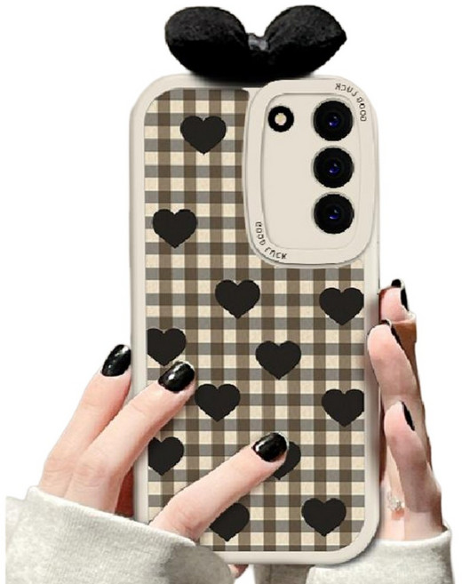 럭스폰 갤럭시 지문 방지 귀여운 하트 리본 스트랩 명품 케이스