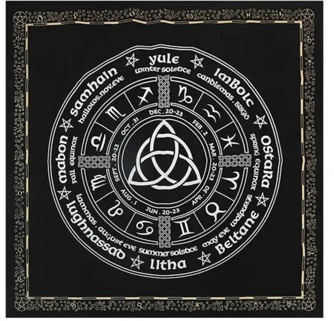 타로테이블보 타로 가방 요술 용품 Triquetra Pagan Wheel of the Year Oracle 카드 점성술 점술, [01] black, 1개