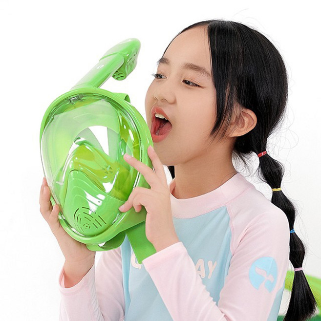 메이스 성인용 아동용 풀페이스 스노쿨링 마스크 KC인증, 그린