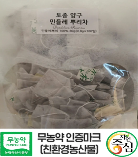 [양구민들레] 무농약 직영재배 토종 하얀 민들레뿌리차 100% 100티백 1팩, 800mg, 1개, 100개입, 800mg - 쿠팡