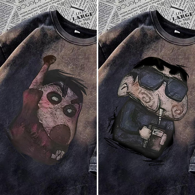 짱구 레드블랙 다크스타 빈티지 반팔티 105-110 레트로 캐릭터 옷 코믹스 프린팅 티셔츠