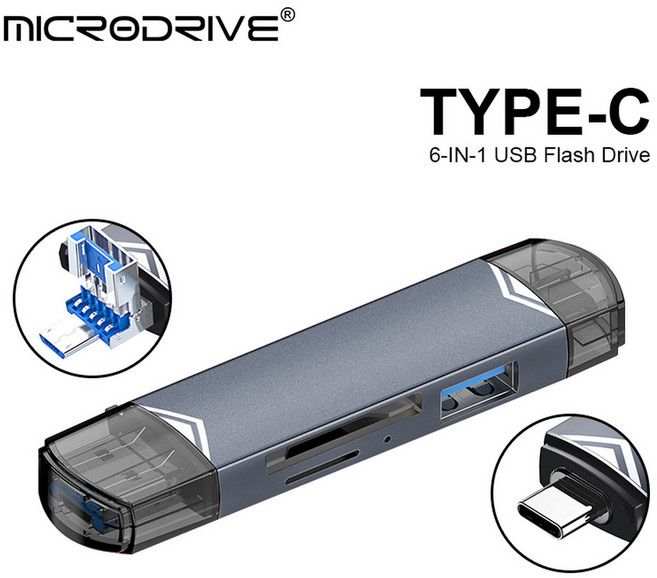 in Otg 카드 리더기 USB 마이크로 Sd 미니 어댑터 TF 유형 플래시 드라이브 변환기 휴대 전화 액세서리, 1개, 8) 6 IN 1