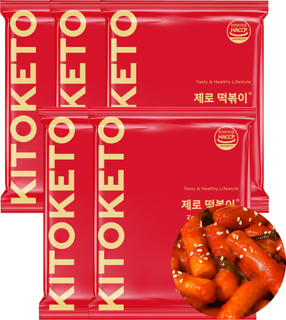 [키토케토] 제로떡볶이 설탕X 밀가루X 고추장X 다이어트간식 곤약떡볶이 (183g), 183g, 5개