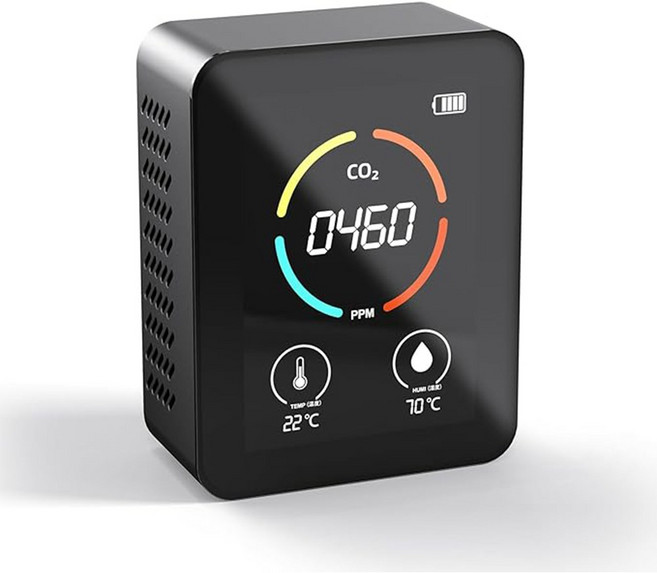 가스 분석기 모니터링 감지기 카운터 공기 3in 및 CO2 습도 질 모니터 온도 1 중 실시간, 1개, 01 black