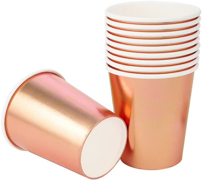 파티팡 생일파티 홈파티 디저트 음료용 컵세트 메탈릭 파티컵 8온스 50입 [로즈골드] (일회용 감성 테이블용품 세트), 1개