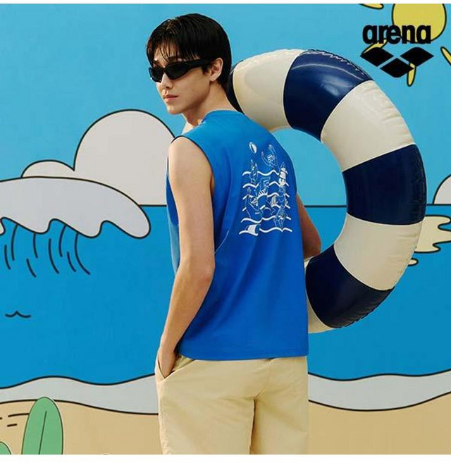 아레나 ARENA x 전황일 유니 슬리브리스 래쉬가드 A6BC1RR94BLU, BLU/M(95)