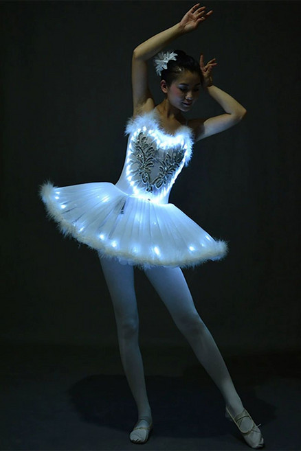 LED 날개 공연 소품 발광 코스프레 의상, S, 1개, 화이트 발광 숏 스커트