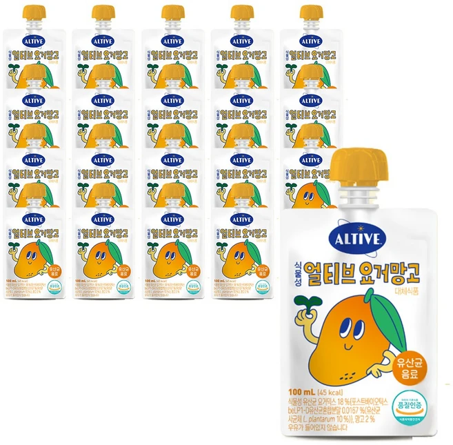 얼티브 식물성 요거망고, 100ml, 20개 - 쿠팡