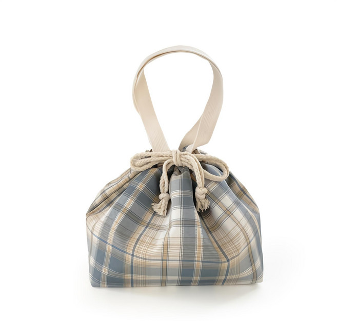 다소다 도시락가방 직장인 보온 보냉 백 도시락통 주머니, 베이지체크, 1개