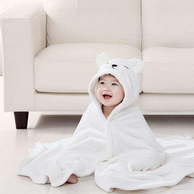 조이멀티 파스텔 양 유아 목욕타올, 화이트, 1개