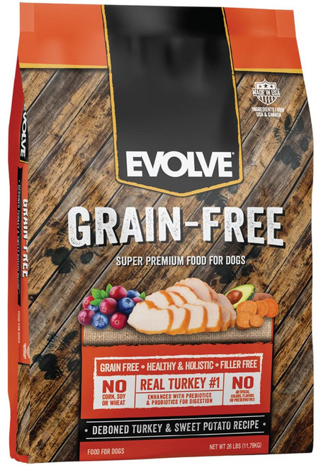 EVOLVE 전연령 그레인프리 강아지 건식사료, 칠면조, 11.79kg, 1개