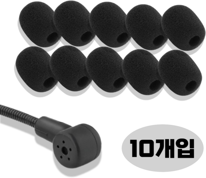 더모어 헤드셋 핀 마이크 스펀지 커버 블랙 30x22mm, 10개