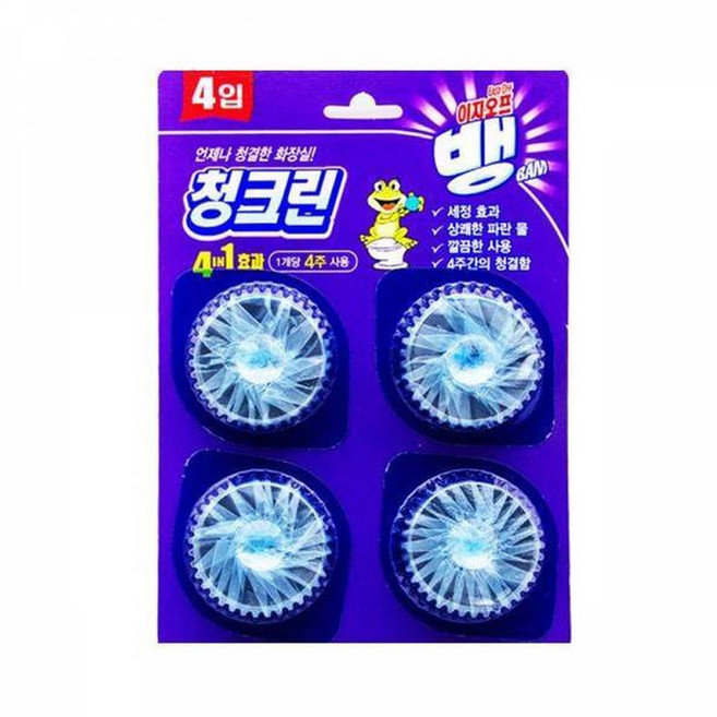 (제이큐)BTM 이지오프 뱅 청크린 변기 세정제 40g 4개입